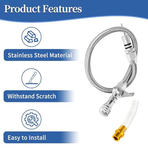 TH350/TH400 Flexible Transmission Oil Dipstick Compatible with GM Chevy 4L80E 4L60E 700R4, Firewall Mount Locking Dipstick Stainless Braided Hose (Silver) in Saudi Arabia