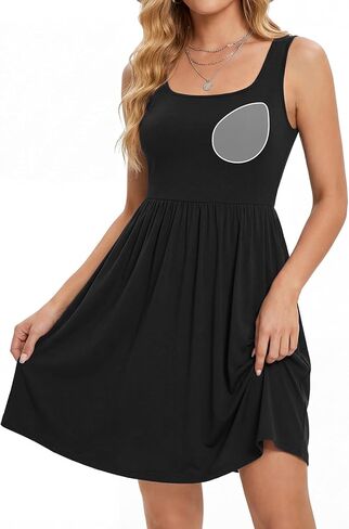 V FOR CITY Women's Built in Bra Summer Casual Tank Dress with Pockets Trendy Square Neck Sleeveless Racerback Sundress 2026 in Saudi Arabia