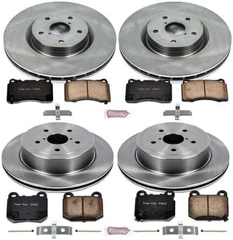 طقم فرامل أمامية وخلفية PowerStop لسوبارو امبريزا 2005-07 - Z17 استبدال وسادات الفرامل السيراميكية ودوارات القرص، KOE2896 in Kuwait