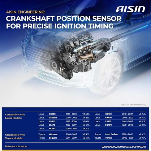 مستشعر موضع العمود المرفقي AISIN AFTERMARKET CKST-00044 - متوافق مع Toyota 4Runner 2003-2009، Tundra 2000-2009، Land Cruiser 1998-2007، Sequoia 2001-2009، Lexus GS400 1998-2000 - 4.0L 4.7L in Kuwait