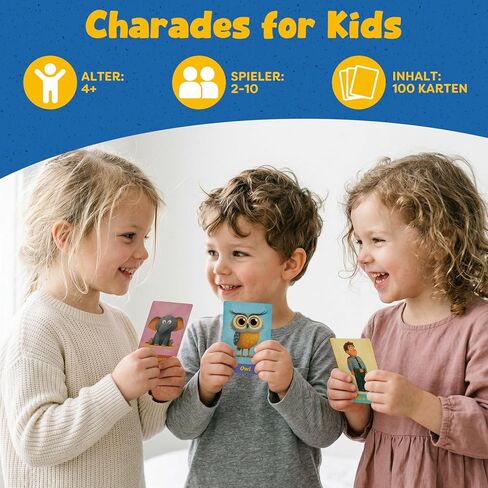 Charades Game for Kids Ages 4+ – 100 Cards Animals Actions Professions with Illustrations No Reading Required,Creative Educational Learning Pictionary Game for Family, Party, Classroom & Travel in Kuwait