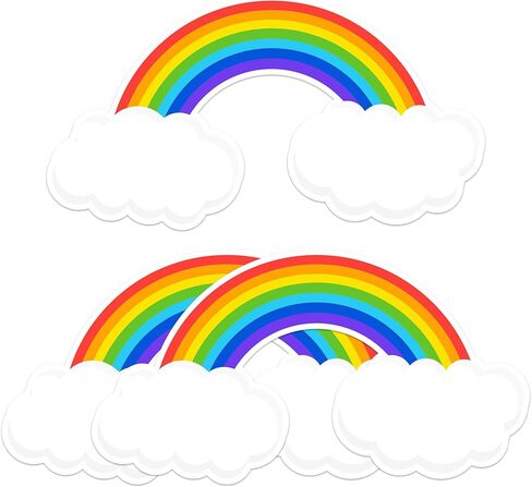 50 PCS Rainbow Cutouts for Bulletin Board Decoration, Rainbow with Cloud Paper Cut-Outs Nameplates for Teacher Student Summer Home School Office Classroom Bulletin Board Wall Decor in Kuwait
