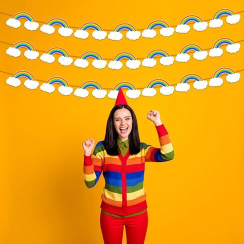 50 PCS Rainbow Cutouts for Bulletin Board Decoration, Rainbow with Cloud Paper Cut-Outs Nameplates for Teacher Student Summer Home School Office Classroom Bulletin Board Wall Decor in Kuwait