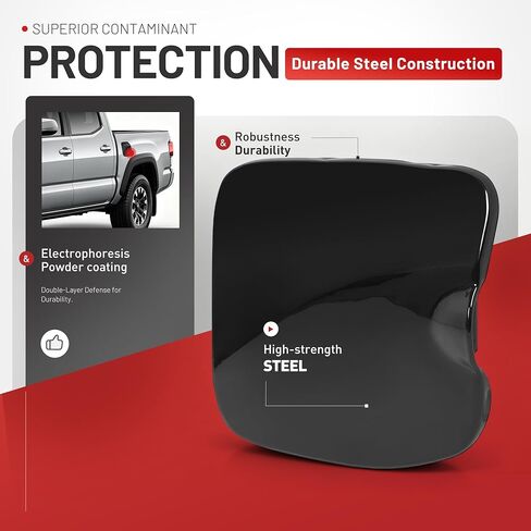 باب حشو الوقود من ALMULOO متوافق مع 2016-2023 Toyota Tacoma 5ft استبدال السرير لـ 77305-04080 غطاء باب خزان الوقود غطاء غطاء فولاذي أسود in Kuwait