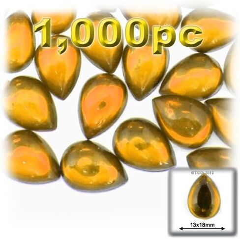 The Crafts Outlet 1000 قطعة من خرز الكابوشون الأكريليك المسطح على شكل دمعة، 13 × 18 مم، تشكيلة متعددة in Kuwait
