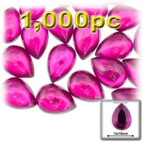 The Crafts Outlet 1000 قطعة من خرز الكابوشون الأكريليك المسطح على شكل دمعة، 13 × 18 مم، تشكيلة متعددة in Kuwait