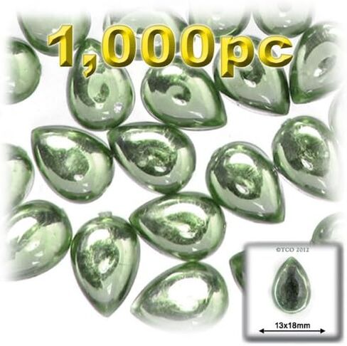 The Crafts Outlet 1000 قطعة من خرز الكابوشون الأكريليك المسطح على شكل دمعة، 13 × 18 مم، تشكيلة متعددة in Kuwait