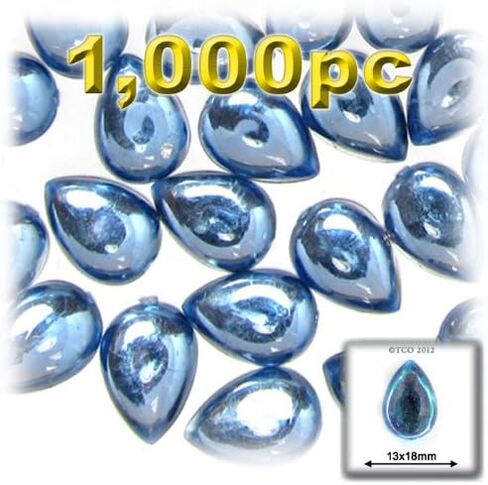 The Crafts Outlet 1000 قطعة من خرز الكابوشون الأكريليك المسطح على شكل دمعة، 13 × 18 مم، تشكيلة ألوان الجوهرة in Kuwait
