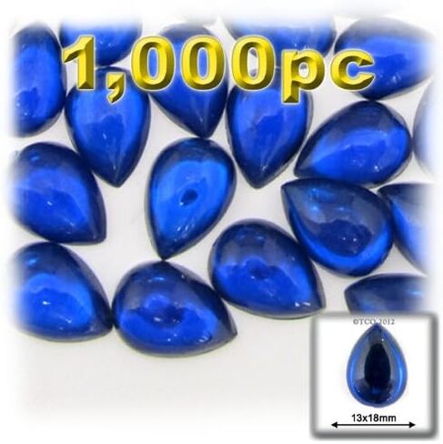 The Crafts Outlet 1000 قطعة من خرز الكابوشون الأكريليك المسطح على شكل دمعة، 13 × 18 مم، تشكيلة ألوان الجوهرة in Kuwait