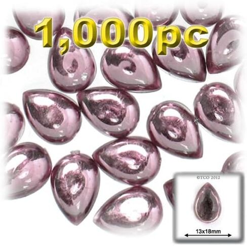 The Crafts Outlet 1000 قطعة من خرز الكابوشون الأكريليك المسطح على شكل دمعة، 13 × 18 مم، تشكيلة ألوان الجوهرة in Kuwait