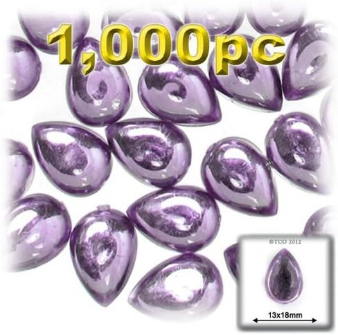 The Crafts Outlet 1000 قطعة من خرز الكابوشون الأكريليك المسطح على شكل دمعة، 13 × 18 مم، تشكيلة ألوان الجوهرة in Kuwait