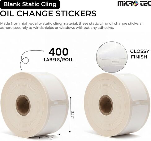 MICRO TEC Static Cling Oil Change Stickers 1.4" x 2.15" – Glossy Windshield Service Reminder Labels – Ribbon Print Compatible with Zebra TLP-2824 Plus & GODEX RT-200i – 400 Labels/Roll (Roll of 1) in Saudi Arabia
