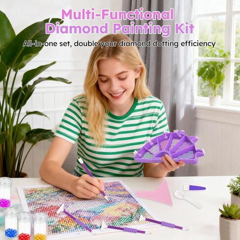 NOOEPC 14 PCS Diamond Art Kits Diamond Painting Tools 6 Squares Diamond Art Trays Painting Accessories Diamond Art Pens and Tools for Kids Adults in Saudi Arabia