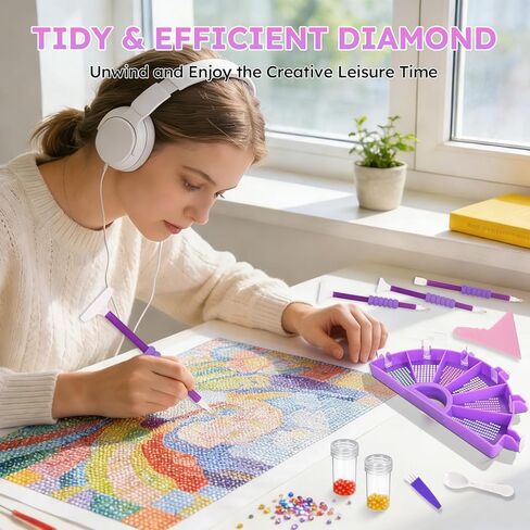 NOOEPC 14 PCS Diamond Art Kits Diamond Painting Tools 6 Squares Diamond Art Trays Painting Accessories Diamond Art Pens and Tools for Kids Adults in Saudi Arabia