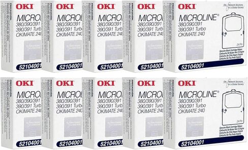 علبة بالجملة مكونة من 10 - شريط طابعة Oki Data 52104001 - شريط طابعة من النايلون، f/Microline 380,390,+,391+,Turbo, BLK in Kuwait