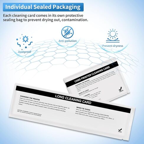 16PCS Printer Cleaning Sheets for Zebra ZXP Series 1 ZXP Series 3 ZXP1 ZXP3 ID Card Printer ZXP1 ZXP3 Path and Feeder Cleaning Card ZXP1 ZXP3 Cleaning Card Kit 105999-301 with Instruction Manual in Kuwait