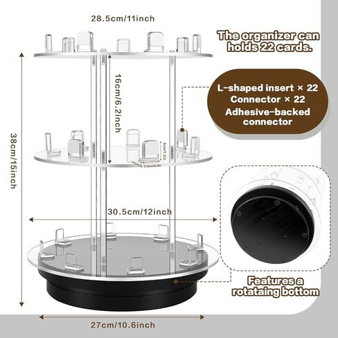 Trading Card Display, 3 Tier Acrylic Card Holder for Graded, Sports and TCG Cards,360° Automatic Rotating Trading Card Display Stand with Card Supporters, for Football Basketball Hockey Trading Card in Saudi Arabia