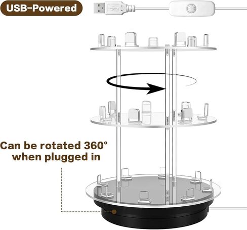 Trading Card Display, 3 Tier Acrylic Card Holder for Graded, Sports and TCG Cards,360° Automatic Rotating Trading Card Display Stand with Card Supporters, for Football Basketball Hockey Trading Card in Saudi Arabia
