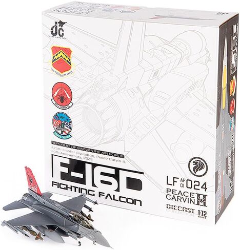 أجنحة جي سي | نموذج مصغر للطائرات العسكرية بمقياس 1:72 | F-16D Fighting Falcon، القوات الجوية لجمهورية سنغافورة، سرب المقاتلات 425، Peace Carvin II، الذكرى الثلاثين، 2023 | الموديل JCW-72-F16-023 in Saudi Arabia