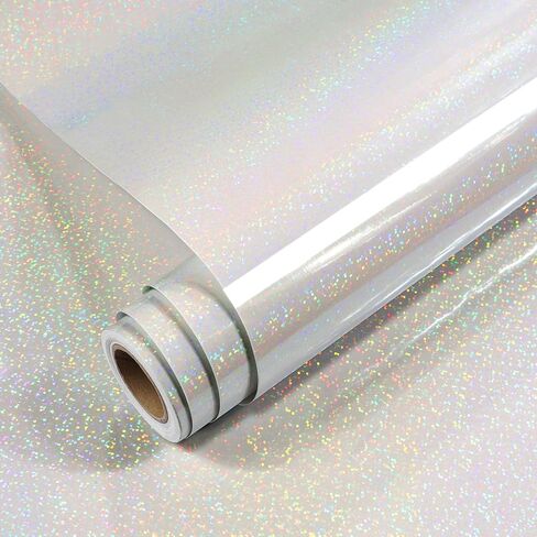 Yenhome Self-Adhesive Laminating Roll, Holographic Sticker Paper with Micro Dots 11.8"x10ft Iridescent Reflective Shimmery Dot Design Waterproof Holographic Film Adhesive Film for Cricut Home Décor in Saudi Arabia