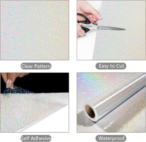 Yenhome Self-Adhesive Laminating Roll, Holographic Sticker Paper with Micro Dots 11.8"x10ft Iridescent Reflective Shimmery Dot Design Waterproof Holographic Film Adhesive Film for Cricut Home Décor in Saudi Arabia