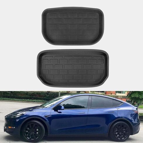 ROCCS Front & Rear Sub Trunk Mats Compatible with Tesla Model Y 2024 2023 2022 2021 - All Weather Cargo Liner Storage Mat - Non Slip Premium 3D Waterproof Rear Trunk Protection, Pack of 2 in Kuwait