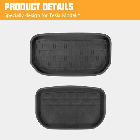 ROCCS Front & Rear Sub Trunk Mats Compatible with Tesla Model Y 2024 2023 2022 2021 - All Weather Cargo Liner Storage Mat - Non Slip Premium 3D Waterproof Rear Trunk Protection, Pack of 2 in Kuwait
