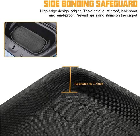 ROCCS Front & Rear Sub Trunk Mats Compatible with Tesla Model Y 2024 2023 2022 2021 - All Weather Cargo Liner Storage Mat - Non Slip Premium 3D Waterproof Rear Trunk Protection, Pack of 2 in Kuwait