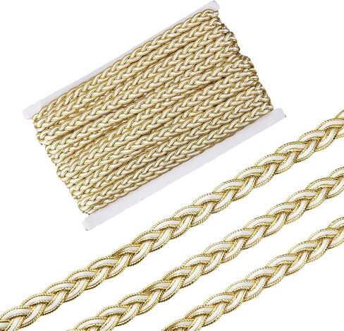20 Yards Metallic Braid Trim 1/2 inch Wide Gold Wheat Shape Lace Trim Polyester Braided Lace Ribbons for Costume DIY Sewing Craft Curtain Accessories (Gold) in Kuwait