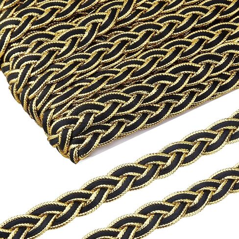 20 Yards Metallic Braid Trim 1/2 inch Wide Gold Wheat Shape Lace Trim Polyester Braided Lace Ribbons for Costume DIY Sewing Craft Curtain Accessories (Gold) in Kuwait