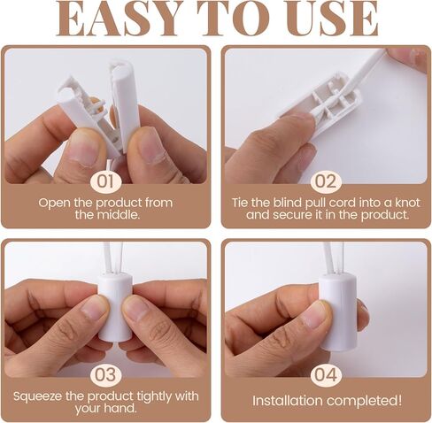 OIIKI 4pcs Breakaway Cord Condensers, Plastic Cord Condenser Knobs for Blinds, Breakaway Blind Pull End Knobs Embellishments for Household Window Small Pets- White in Kuwait