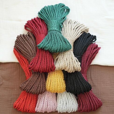 3-Ply Twisted Polyester Decorative Rope, 5mm (0.2in) Soft Silky Craft Cord, 21.87 Yards (20m) for DIY Crafts, Drawstring Bags, Curtain Tiebacks, Gift Wrapping & Holiday Decor（Red） in Kuwait