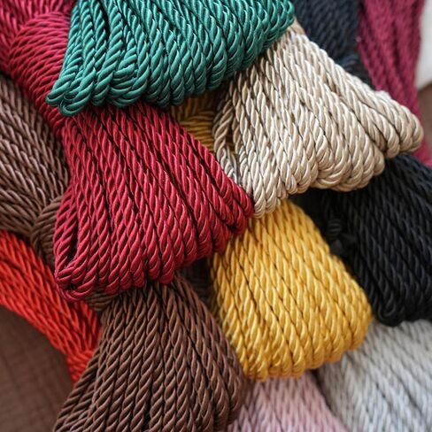 3-Ply Twisted Polyester Decorative Rope, 5mm (0.2in) Soft Silky Craft Cord, 21.87 Yards (20m) for DIY Crafts, Drawstring Bags, Curtain Tiebacks, Gift Wrapping & Holiday Decor（Red） in Kuwait