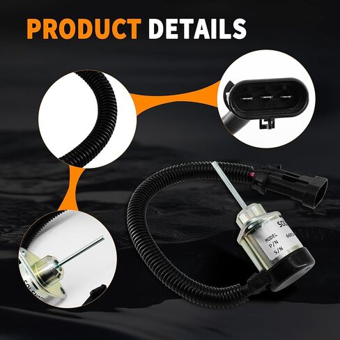 6691498 12V Fuel ShutOff Solenoid Compatible with Bobcat Skid Steer 425 428 430 435 325 328 329 Bobcat Excavator S205 S510 S530 S130 S150 S160 S175 Replace 1503ES-12A5UC4S 6691313 1G925-60011 in Kuwait
