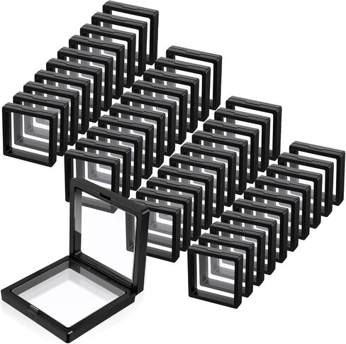 40 Pack Black 3D Floating Frame Display Holder Stands, 2.8 x 2.8 x 0.8 Inches Coin Display Stands 3D Floating Jewelry Frame for Shells Gems Rock Coin in Kuwait