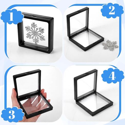 40 Pack Black 3D Floating Frame Display Holder Stands, 2.8 x 2.8 x 0.8 Inches Coin Display Stands 3D Floating Jewelry Frame for Shells Gems Rock Coin in Kuwait