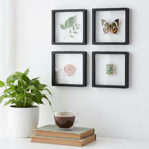 40 Pack Black 3D Floating Frame Display Holder Stands, 2.8 x 2.8 x 0.8 Inches Coin Display Stands 3D Floating Jewelry Frame for Shells Gems Rock Coin in Kuwait