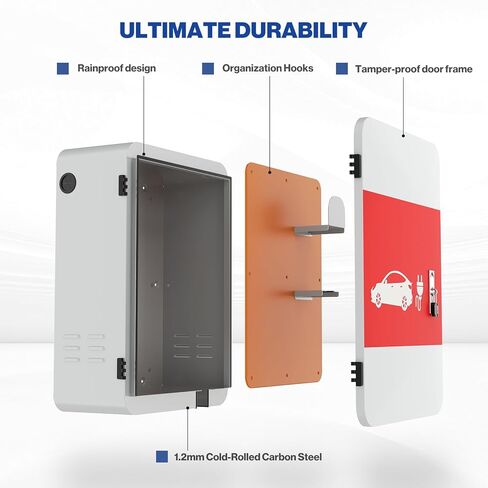 POCHAR EV Electric Vehicle Charger Cover Protector for Tesla Model Y Model 3- Wall Connector Charging Station Steel EV Charger Enclosure Lock Box Universial Indoor & Outdoor Waterproof Dustproof in Saudi Arabia