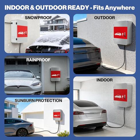 POCHAR EV Electric Vehicle Charger Cover Protector for Tesla Model Y Model 3- Wall Connector Charging Station Steel EV Charger Enclosure Lock Box Universial Indoor & Outdoor Waterproof Dustproof in Saudi Arabia