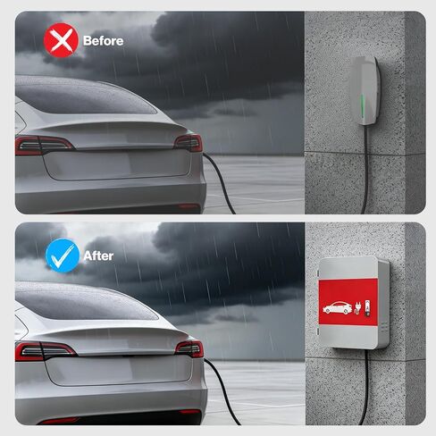 POCHAR EV Electric Vehicle Charger Cover Protector for Tesla Model Y Model 3- Wall Connector Charging Station Steel EV Charger Enclosure Lock Box Universial Indoor & Outdoor Waterproof Dustproof in Saudi Arabia