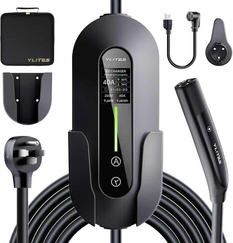 Level 2 for Tesla Charger，40AMP/9.6kW Adjustable Current，21FT Cable，NACS Connector，Fast Home Portable EV Charging Station，with NEMA 240V14-50 Plug&110V 5-15 Adapter，for Model X/Y/3/S/Cybertruck in Saudi Arabia