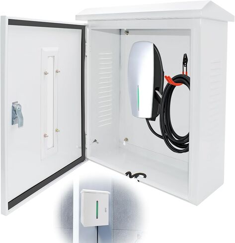EV Charger Cover for Tesla Universal Wall Charger, EV Charger Box for Outdoor, Features Two Sizes of Cable Entry Ports for Various Charger Types, Waterproof and Dustproof, 23.6 x 16.9 x 8.3'' in Saudi Arabia