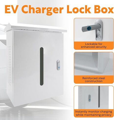 EV Charger Cover for Tesla Universal Wall Charger, EV Charger Box for Outdoor, Features Two Sizes of Cable Entry Ports for Various Charger Types, Waterproof and Dustproof, 23.6 x 16.9 x 8.3'' in Saudi Arabia