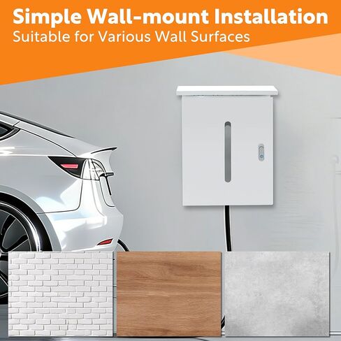 EV Charger Cover for Tesla Universal Wall Charger, EV Charger Box for Outdoor, Features Two Sizes of Cable Entry Ports for Various Charger Types, Waterproof and Dustproof, 23.6 x 16.9 x 8.3'' in Saudi Arabia