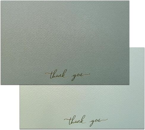 Thank You Note Cards with Envelopes – 50 Pack – 25 Dark Green & 25 Light Green Flat Cards – 50 Gold Foil Stickers Included – Bulk Set for Wedding, Graduation, Baby Shower, Business in Saudi Arabia