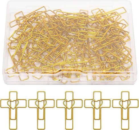50 Pcs Gold Heart Cross Paper Clips, Bible Study Supplies Christian Gifts for Women, Easter Eggs Fillers Teacher Appreciation Gifts, Scripture Bookmarks Journaling Accessories in Saudi Arabia