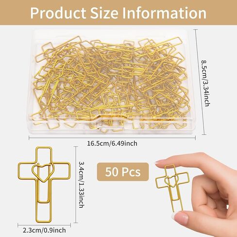 50 Pcs Gold Heart Cross Paper Clips, Bible Study Supplies Christian Gifts for Women, Easter Eggs Fillers Teacher Appreciation Gifts, Scripture Bookmarks Journaling Accessories in Saudi Arabia