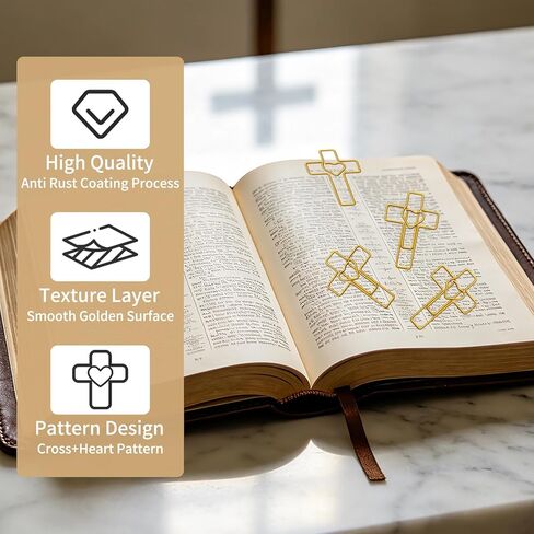 50 Pcs Gold Heart Cross Paper Clips, Bible Study Supplies Christian Gifts for Women, Easter Eggs Fillers Teacher Appreciation Gifts, Scripture Bookmarks Journaling Accessories in Saudi Arabia