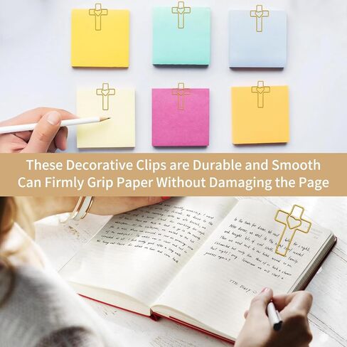 50 Pcs Gold Heart Cross Paper Clips, Bible Study Supplies Christian Gifts for Women, Easter Eggs Fillers Teacher Appreciation Gifts, Scripture Bookmarks Journaling Accessories in Saudi Arabia