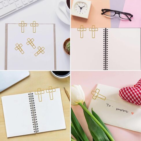 50 Pcs Gold Heart Cross Paper Clips, Bible Study Supplies Christian Gifts for Women, Easter Eggs Fillers Teacher Appreciation Gifts, Scripture Bookmarks Journaling Accessories in Saudi Arabia